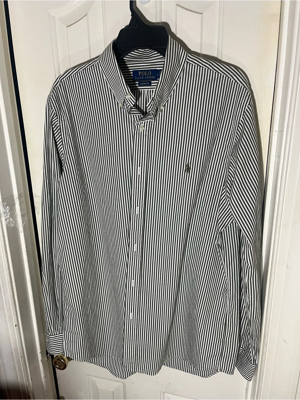 PoloRalph Lauren classic fit green white pinstripe size large